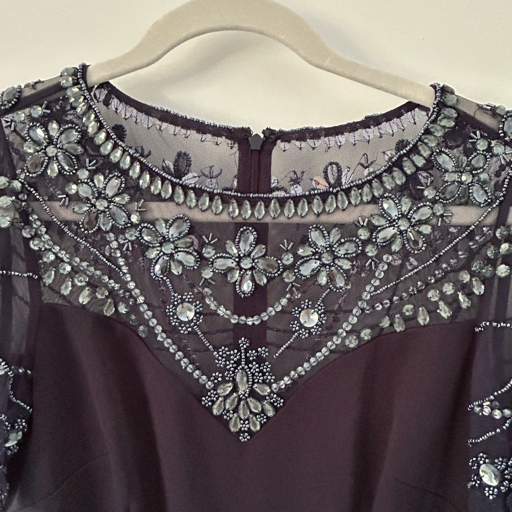 Navy Blue Aidan Mattox Beaded Gown Size 2 - Picture 10 of 12